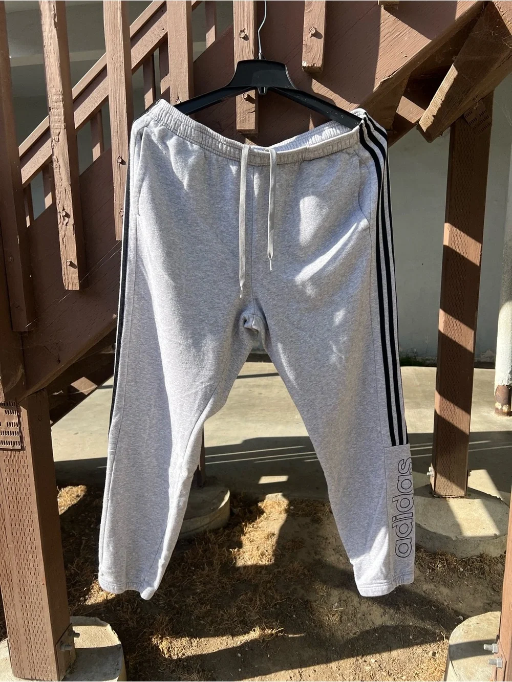 adidas Gray Jogger Sweatpants with Black Side Stripes